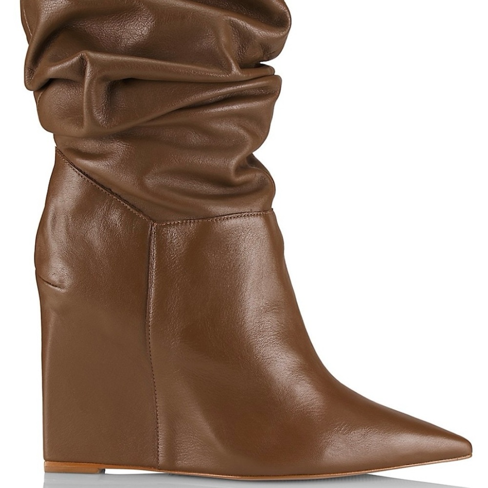 SCHUTZ Ashlee Leather Wedged Scrunched Ankle Boots